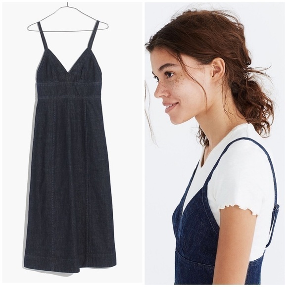 Madewell Denim Cami Midi Dress. Size 6 - Picture 2 of 12